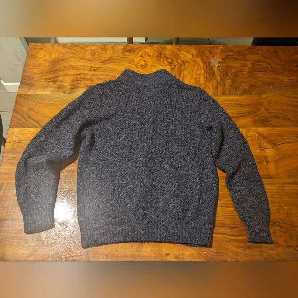L.L. Bean - 100% Lambswool Ragg Wool Zip-Front Cardigan SweaterNavySmall